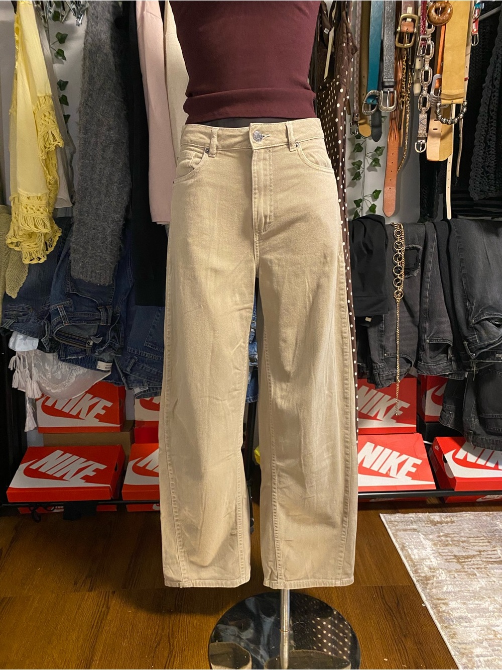 Garage Sage Green Wide-Leg Jeans